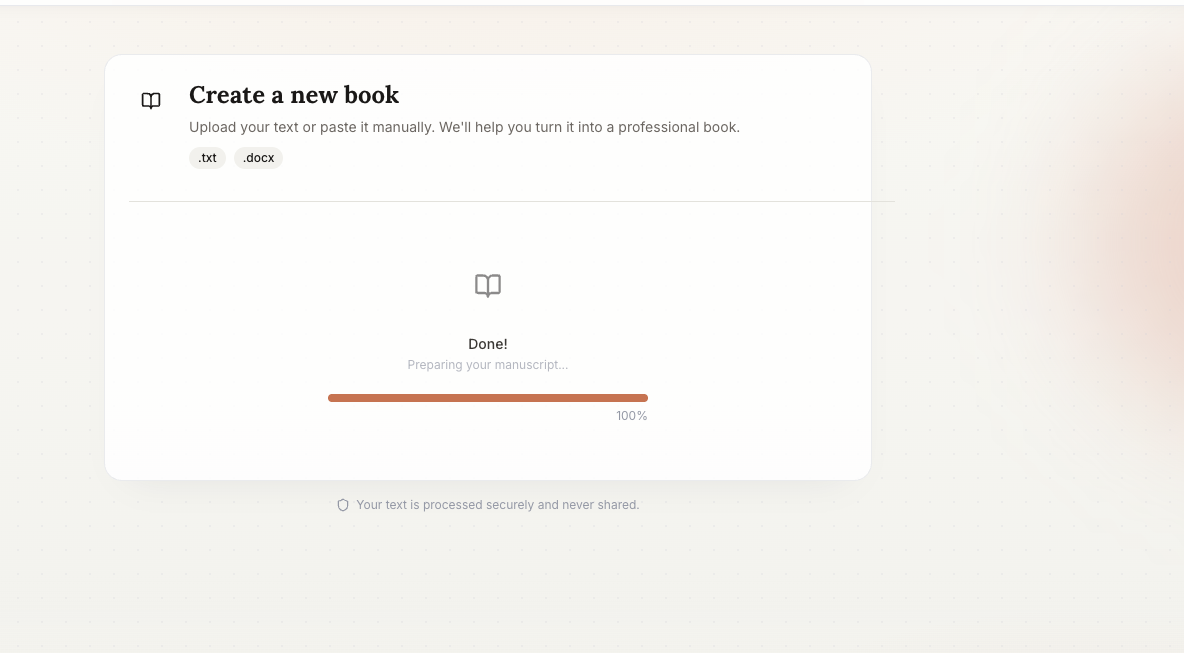 Built&Written: Done! preparing manuscript progress at 100%
