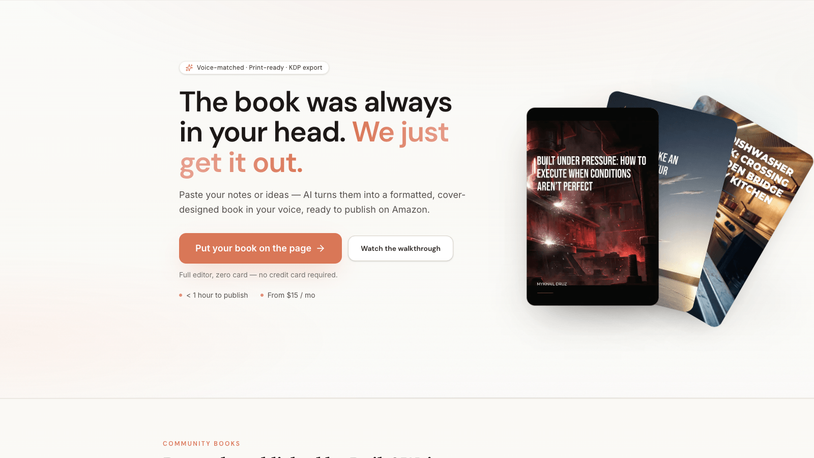 Built&Written homepage with Voice DNA messaging